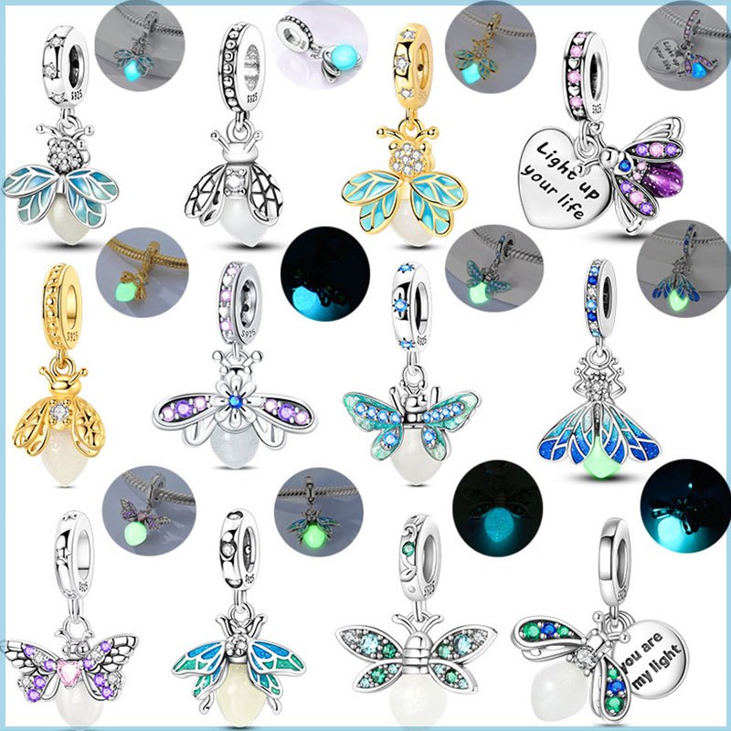 100 % 925 Prata Esterlina 2026 Novo Mais Vendido Luminoso Firefly Encantos Contas Pingente Caber Pulseira Original DIY F