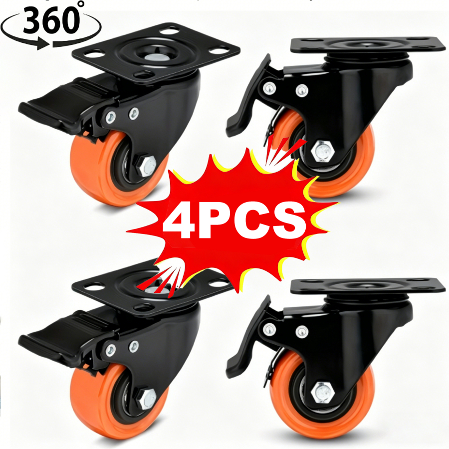 Kit 2/4pcs Rodinha para Moveis Reforçada Rodízio Grande 400Kg Roda 2" Polegada