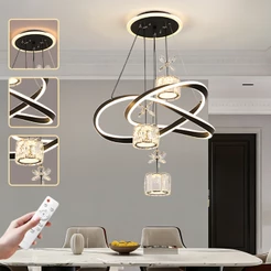 3 Cores(110V-220V)Lustre de teto luxo Moderno com controle remoto Lustre para Sala de jantar Sala Quarto Cozinha 15