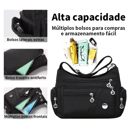 Bolsa Feminina Transversal Impermeável Nylon Tiracolo Boa Qualidade Compacto — imagem 2 de 2