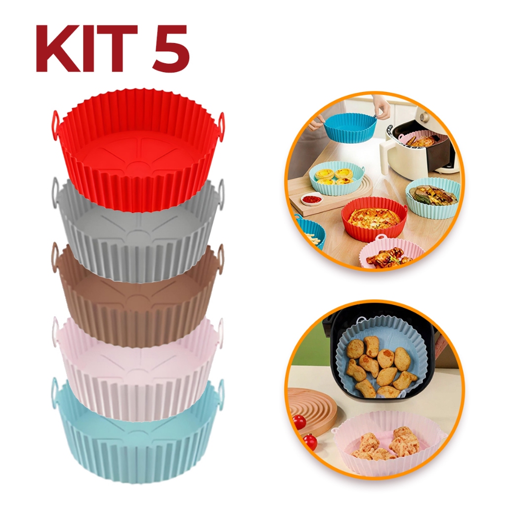 kit De Molde Para Fritadeira De Ar De Silicone – Reutilizável Antiaderente Flexível Forno E 3/5