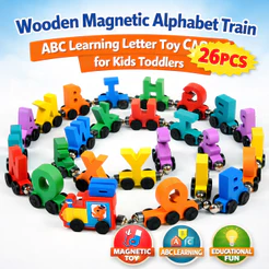 Trem De Alfabeto Magnético De Madeira ABC Learning Letter Toy Educacional Para Crianças E Bebês