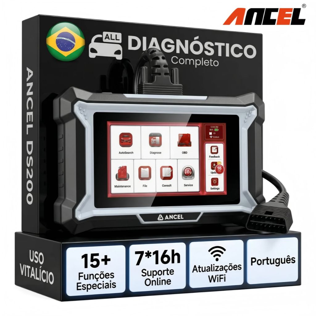 ANCEL DS200 Scanner Automotivo A/F ABS SRS Ferramentas de Diagnóstico Todo o Sistema 15 Redefinição