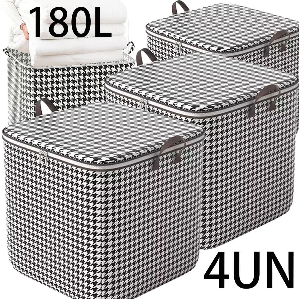 4/8pcs Organizador Sacos Dobráveis Armazenagem Roupas com Cabo Reforçado e Zíper Robusto para Cobertores 180/140/100L