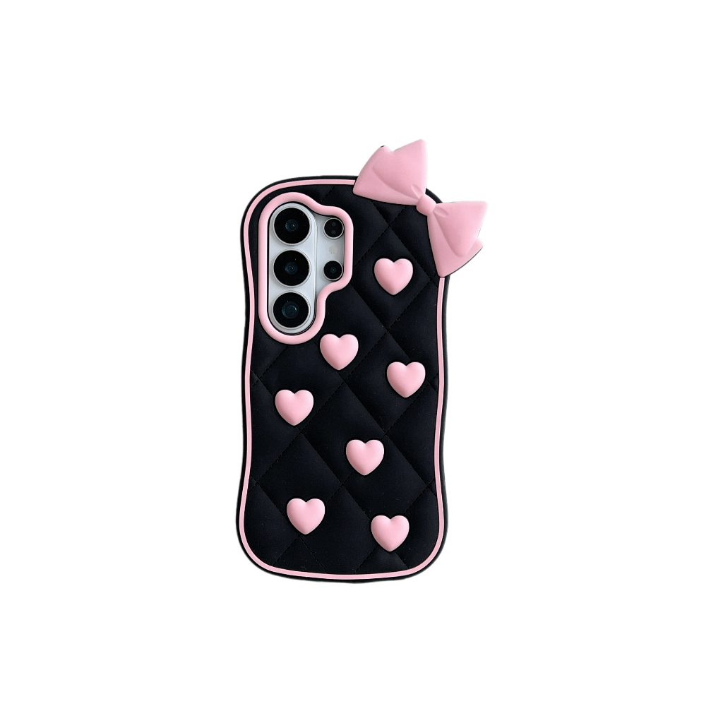 Para Samsung Galaxy S26 S25 S24 S23 Ultra S23FE A56 A36 A26 A16 07 A06 A57 A37 Capa De Telefone 3D Amor Coração Arco Des