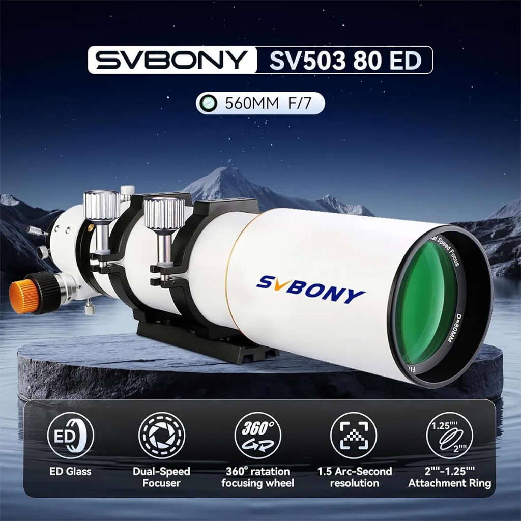 Telescópio Refrator Svbony SV503 80ED f/7 Com Revestimento SMC Para Entusiastas Visuais De Astronomia
