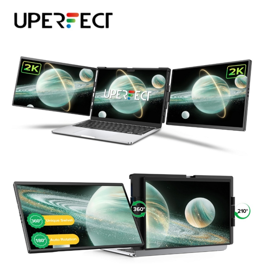 【Enviar do Brasil】UPERFECT Portátil Monitor Duplo 14 inch 2K 100%sRGB dual displ