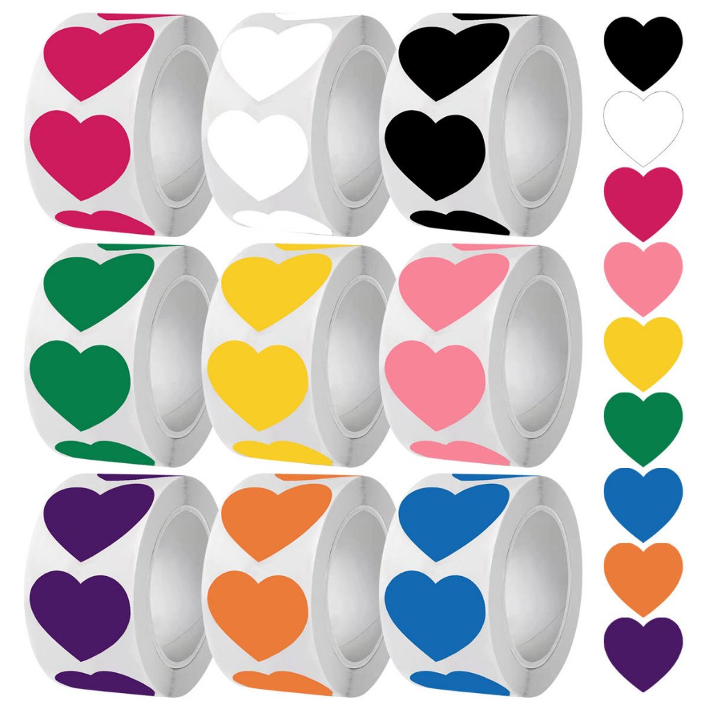 Adesivos De Amor Em Branco Pacote De Rolo De Coração 500 /