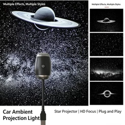 TechVibe LP004 USB Carro Céu Estrelado Galaxy Projetor Lâmpada Luz De Projeção Ambiente Com 4 Efeitos Cósmicos HD Focus