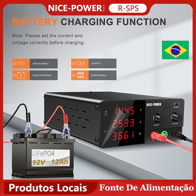 Fonte de Alimentação DC Variável 15V 30V 60A 900W Fonte de bancada de alta potência com botão codificador Alimentação de