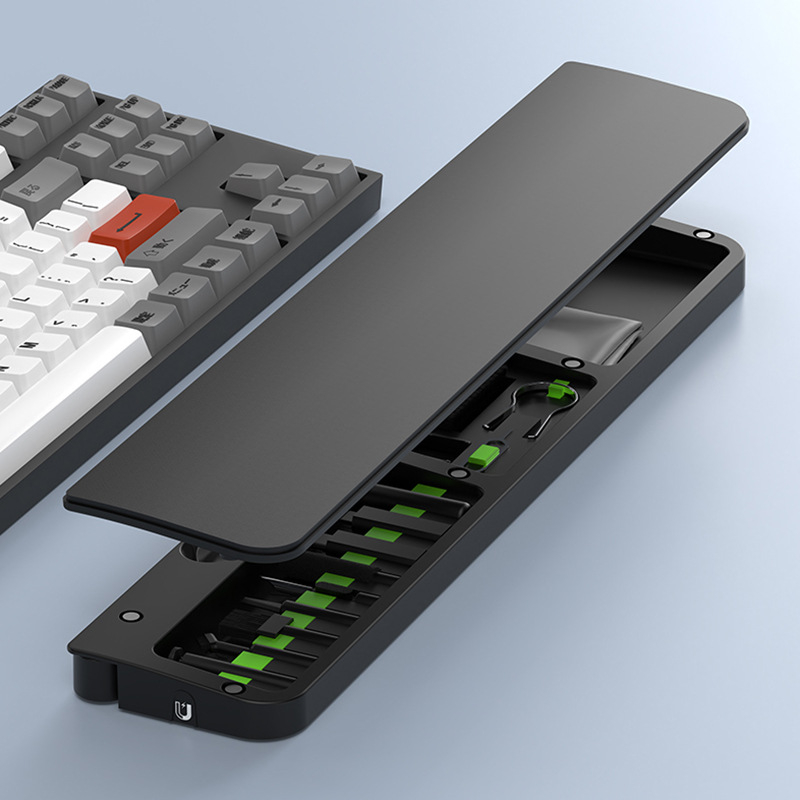Apoio de Pulso Ergonômico para Teclado de Computador Com Kit de Limpeza para Acessórios com base antiderrapant - preto