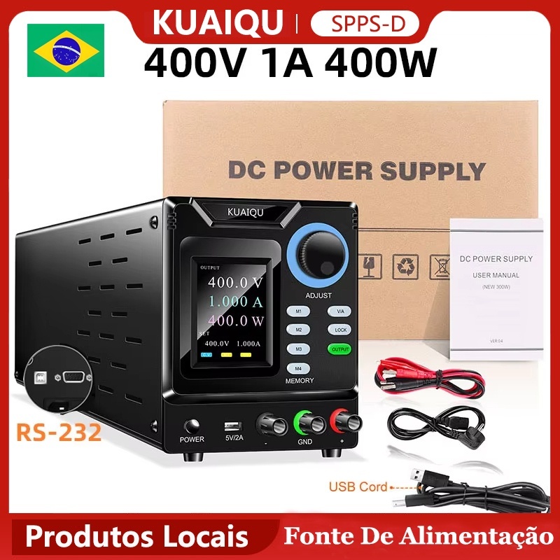 Fonte De Alimentação DC Variável De Bancada De Alta Tensão 400V 1A 400W Com Armazenamento De Memória E Botão Codificador