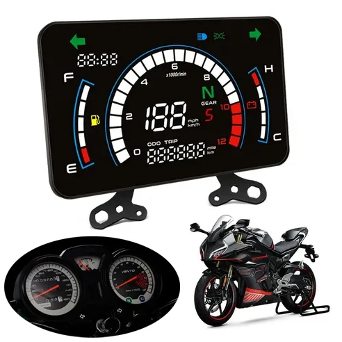 Tela LED Modificada Universal Acessórios Para Motocicleta Velocímetro Moto Tacômetro Digital Medidor De Painel Cluster R