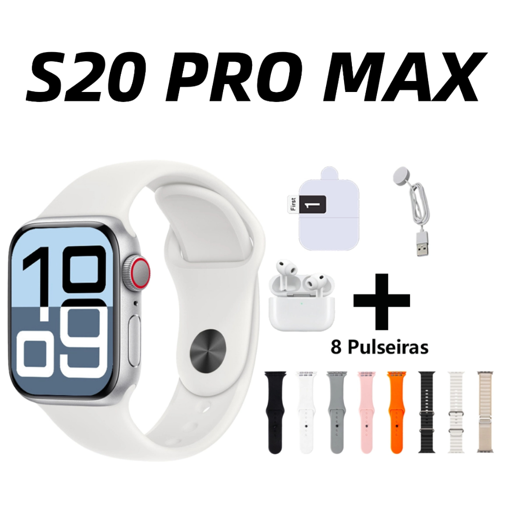 2026 novo relógio inteligente S20 PRO MAX chamada Bluetooth IP67 à prova dip67 água Saint Paulo envio