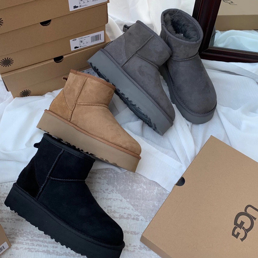 Botas De Neve Femininas UG2026 , Novas Outono E Inverno Com Sola Grossa Veludo À Prova D'água Antiderrapante .