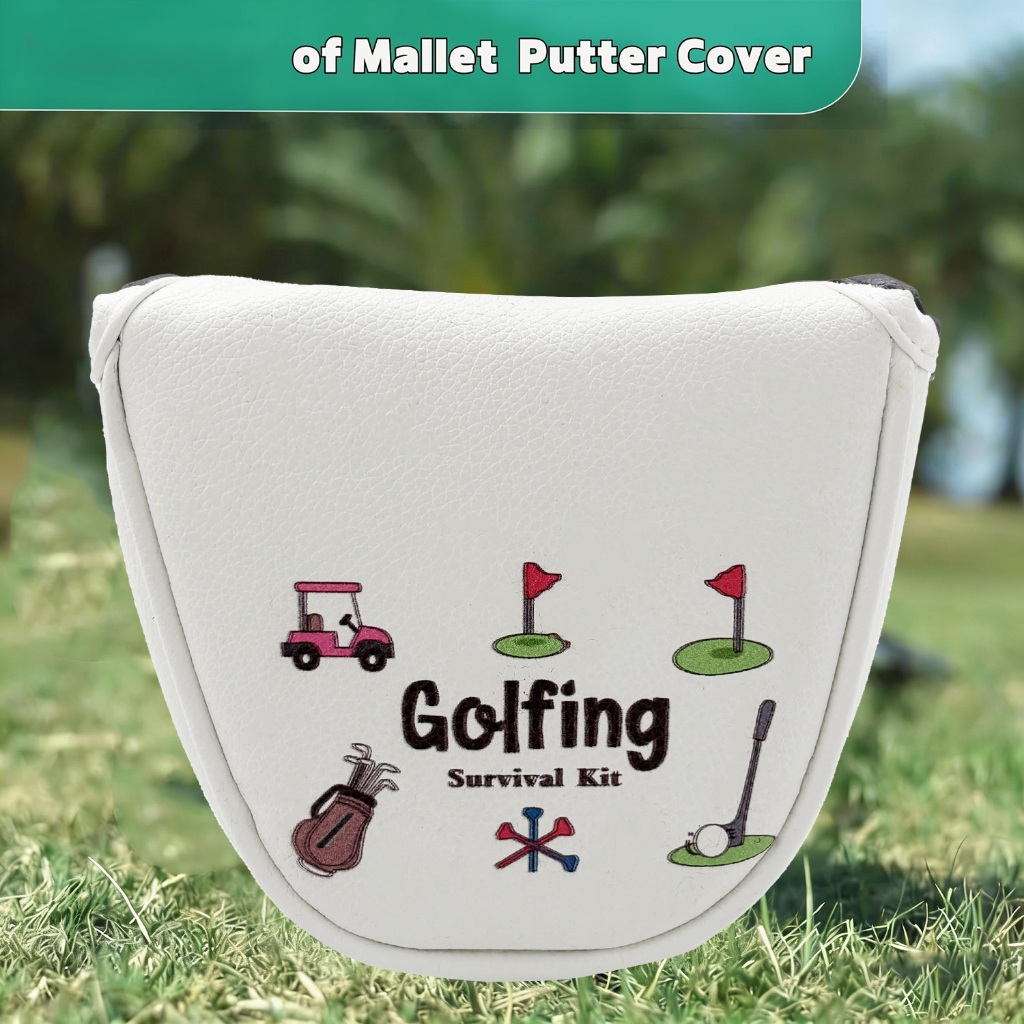 Capa de cabeça de taco de golfe Mallet Kit de Sobrevivência para Golfistas - Patch bordado divertido, couro PU