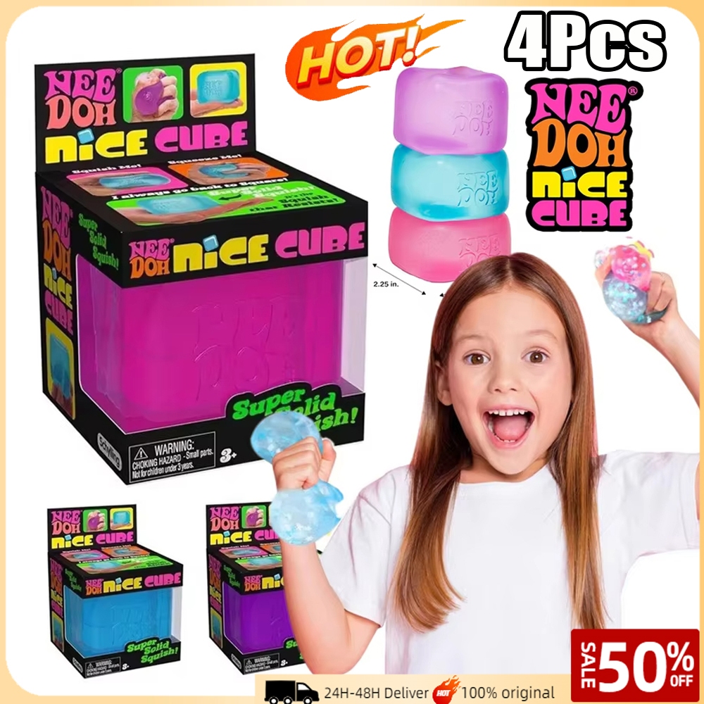 3 Pçs NeeDoh Redemoinho Agradável Cubo Gumdrop Brinquedo Fidget Com Mole Super Sólido-Sensorial Para Alívio Do Estresse