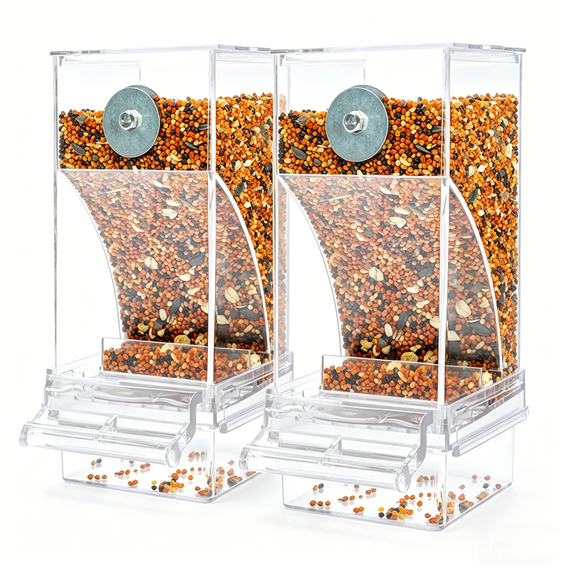 2pcs Alimentadores de pássaros automático acrílico, Sem Sujeira Bagunça, Comedouro Recipiente Aves