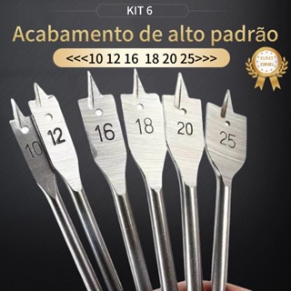 Jogo De Brocas Chata Para Madeira 6 Peças em Oferta na Shopee