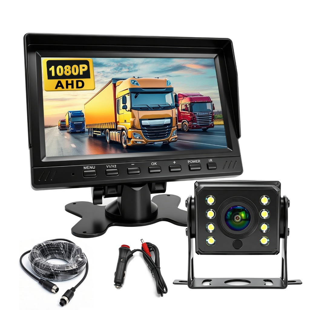 Smartour RV Sistema De Câmera Backup 7 " Monitor AHD 1080P De Visão Traseira Kit Com Fio 8 LED Noturna Para Ônibus Camin