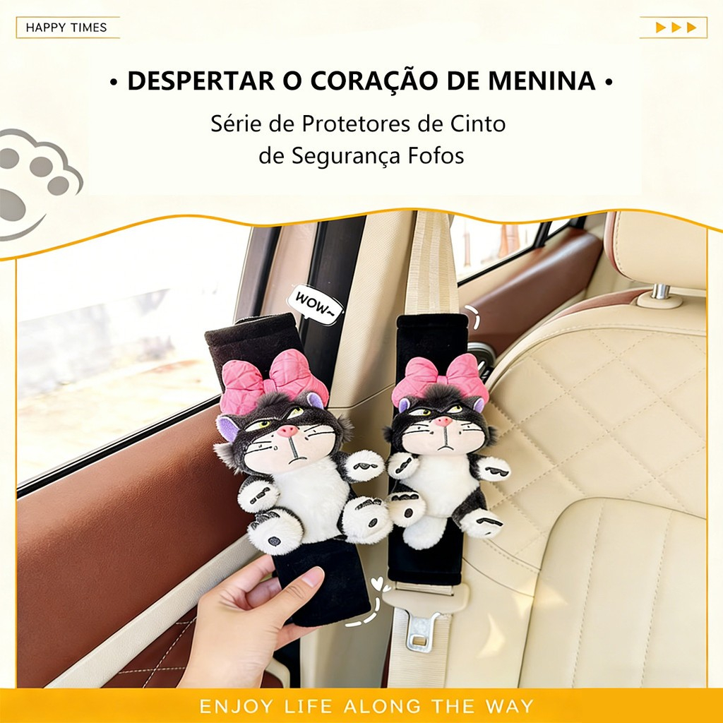 Capa De Cinto De Segurança Do Carro Dos Desenhos Animados Auto Ombro Casal Decoração Interior Acessórios Arco