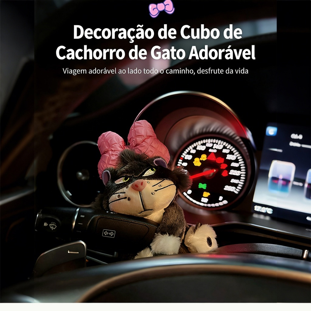Decoração De Carro De Gato De Pelúcia Fofa , Painel Engraçado/Ornamento De Tela De Navegação , Acessório Criativo De Int