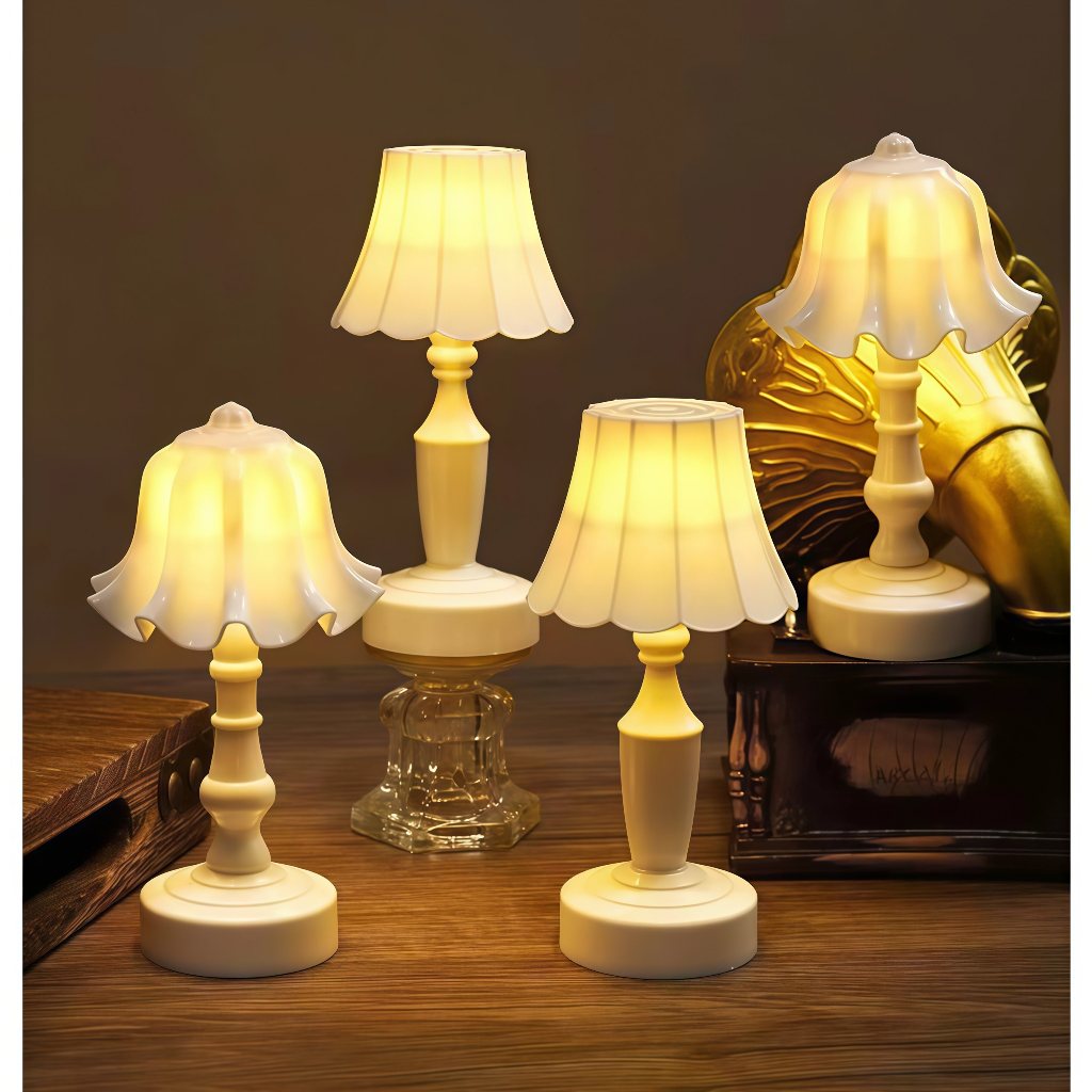 1 pc Luminária Noturna Retrô ，Estilo de flor com babados - Abajur de Mesa/Luminária de Cabeceira/Luz Ambiente