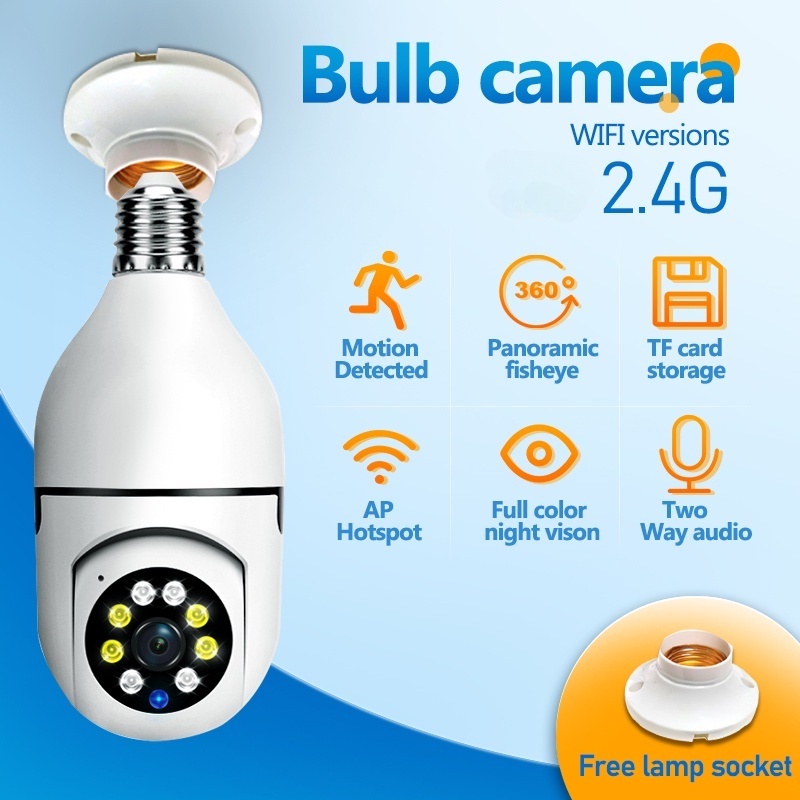 E27 cctv webcam 1080 HD Luz 2.4G wifi Sem Fio Auto-Rastreamento Com Chamada Em Nuvem Bidirecional Monitoramento De 360 G