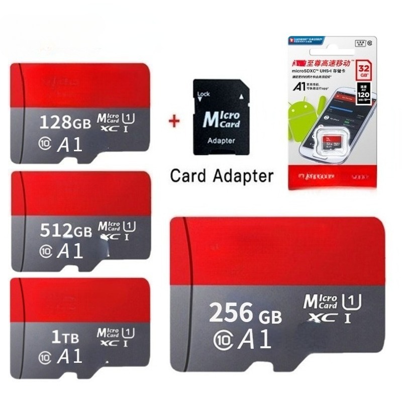 128GB 256GB 512GB 1024GB 1TB 100MB/s Cartões De Memória A1 Cartão De Câmera 4GB 8GB 16GB 32GB 64GB Micro SDcard Classe 1