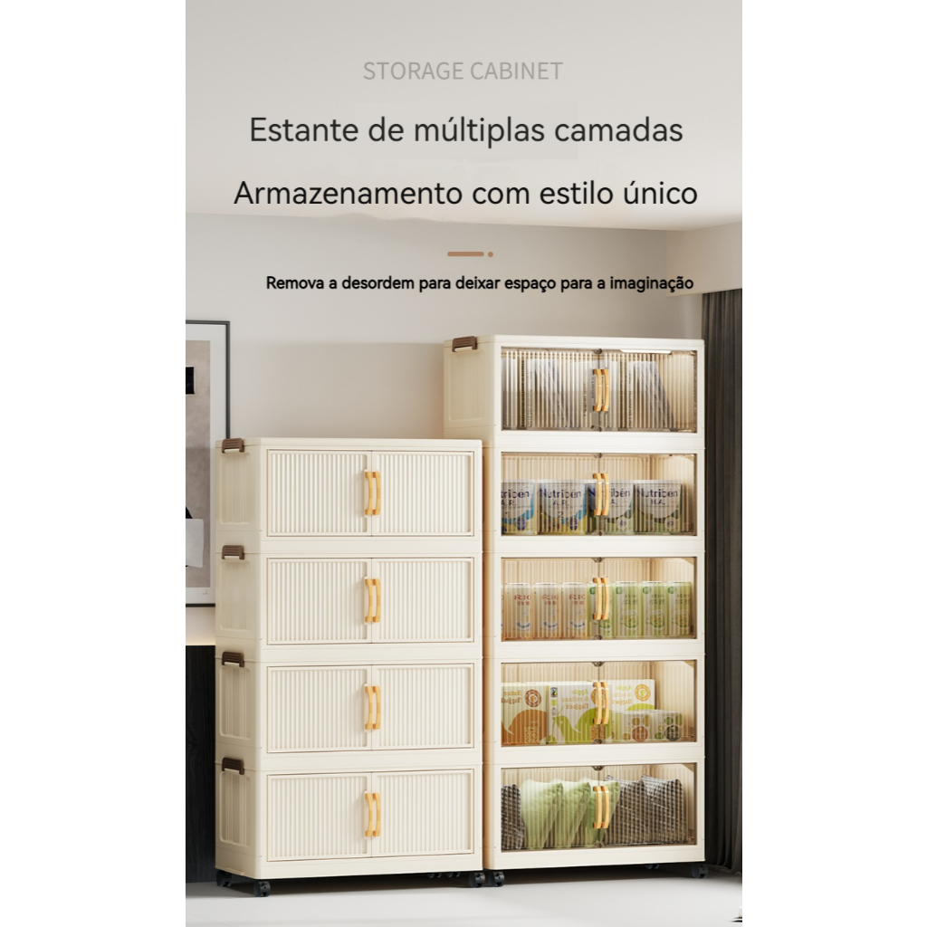 caixa organizadora 6 níveis armario armazenamento dobrável empilhavel com porta rodinhas multiuso
