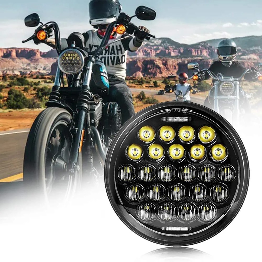 5.75 Polegada Farol Led Para Motocicleta 5 3/4 Luzes Auxiliares Harley Sportster Ferro 883 Dyna Street Bob FXDB Peças Do
