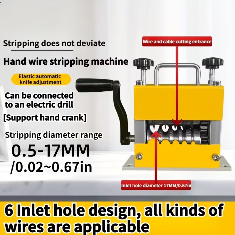 Decapador Manual De Fios Para Uso Doméstico De 1-25 Mm Descascador Elétrico De Cabos Com Suporte De Manivela Furadeira
