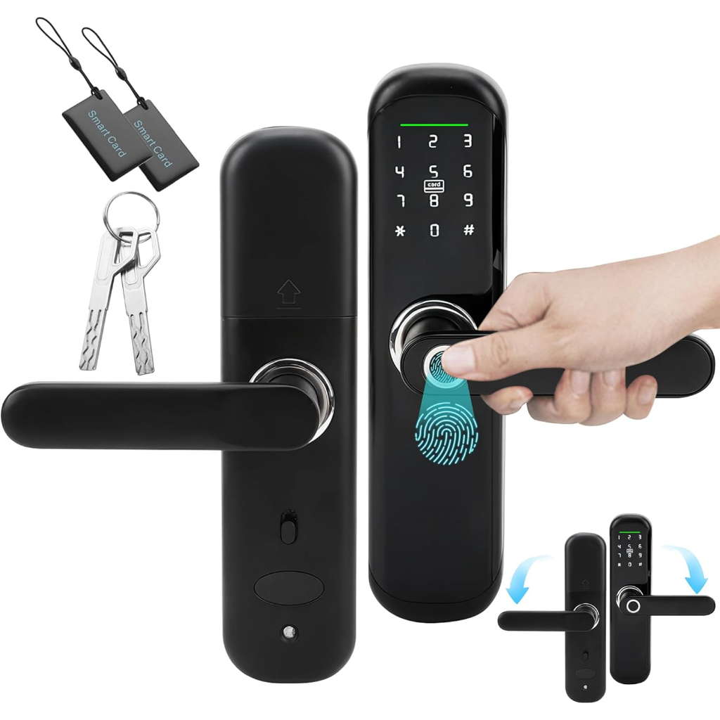 Fechadura Eletrônica Digital Casa com Impressão Digital Senha Cartão NFC e Mecânica
