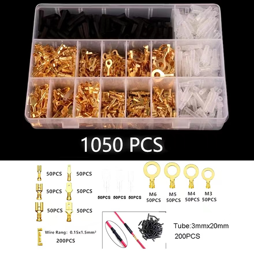 1050pcs Conectores De Fio Macho E Fêmea Isolados De Alta Qualidade , Crimpagem Fácil , Condutividade