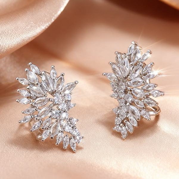 Brincos femininos de floco de neve brilhante 925/diamante completo✨Estilo luxuoso leve da moda, acessórios de festa de l