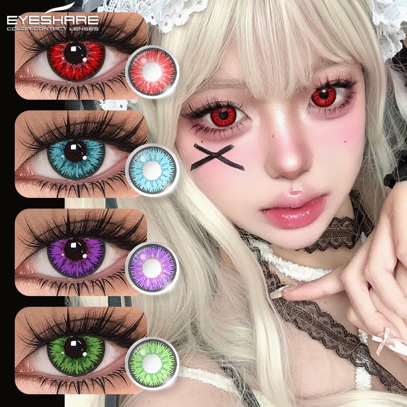 EYESHARE 1 Par De Lentes De Contato Vermelhas Macias , Descartáveis Anuais , 14.5 Mm De Diâmetro , Adequadas Para cospla