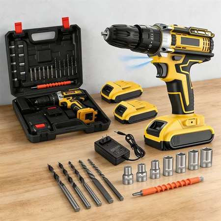 Parafusadeira Furadeira 48V 1/2/3 Baterias Com Maleta e Acessorios Completo