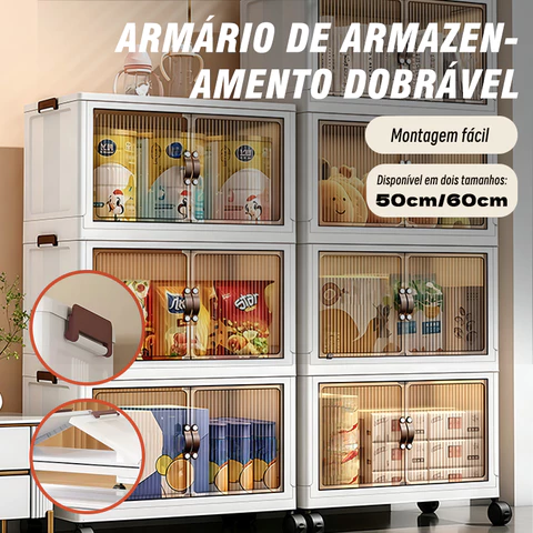 2/3/4/5 Caixas Armário Dobrável com Rodinhas Empilhavel Caixa Organizadora com Tampa Diversos Multiuso