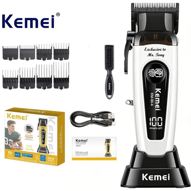Kemei Máquina De Cortar Cabelo Elétrica Profissional , 10W , Grande Potência , Sem Fio , Recarregável , Barbeiro , Corte