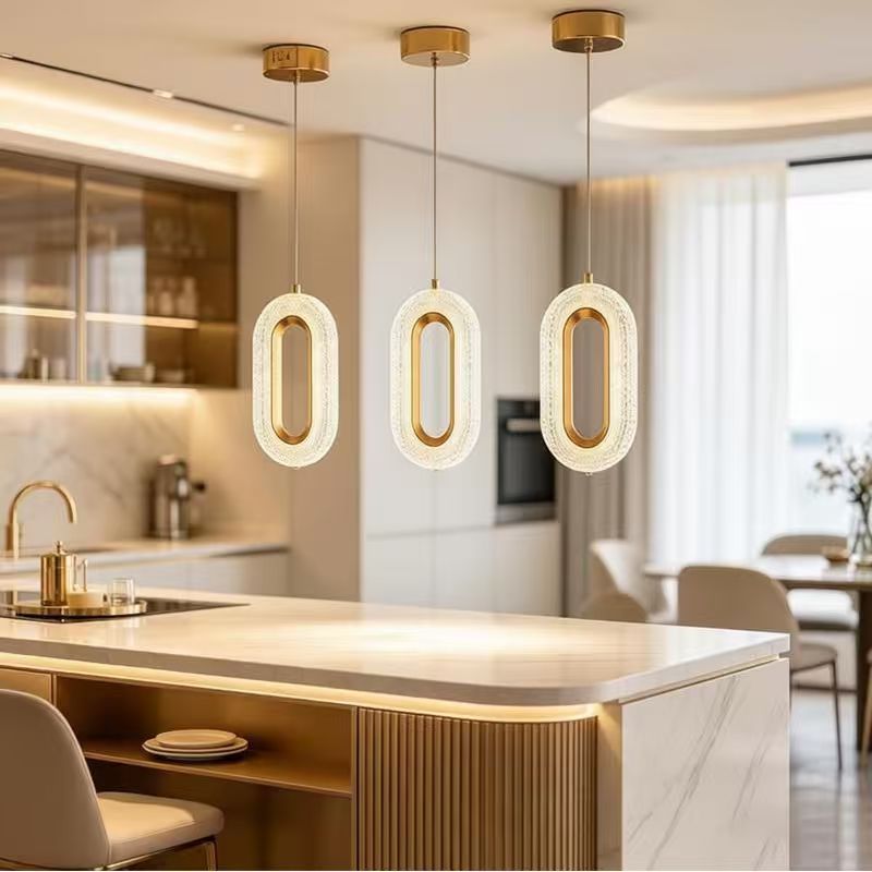 Lustre de cristal luxuoso com design oval ideal para quartos, salas de estar e corredores; 110–220 V