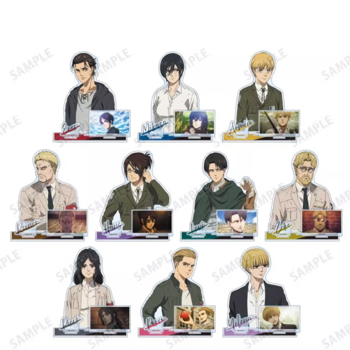 Conjunto De Suporte De Acrílico Attack on Titan-Eren , Mikasa , Armin , Reiner Braun Anime Decoração De Mesa Colecionáve