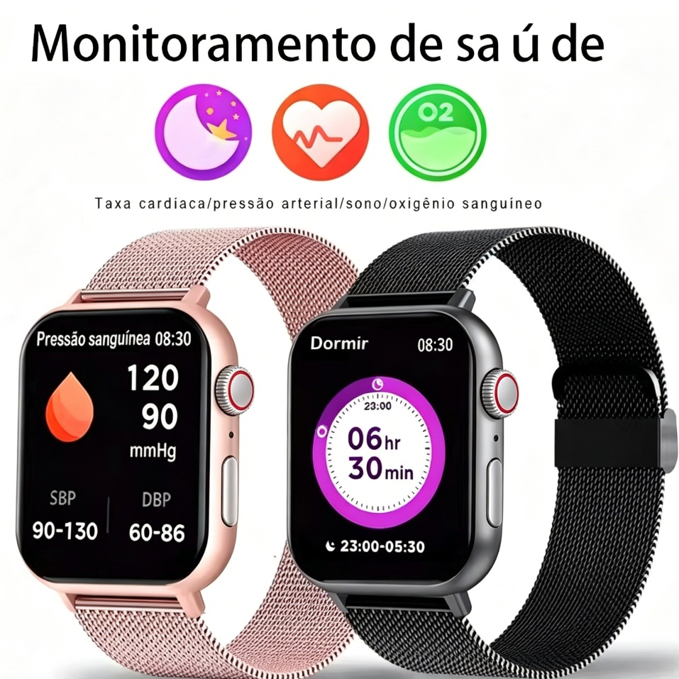 Relógio Smartwatch Feminino Mini Requintado Tela HD Bluetooth Chamada Inteligente Moda Luxo Casual Esportivo Pulseira