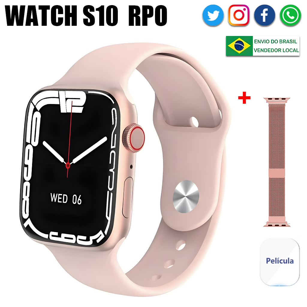 2026 Smartwatch S10 Mini com Monitor de Pressão Chamada Bluetooth Esportivo e Impermeável –  Envio de São Paulo