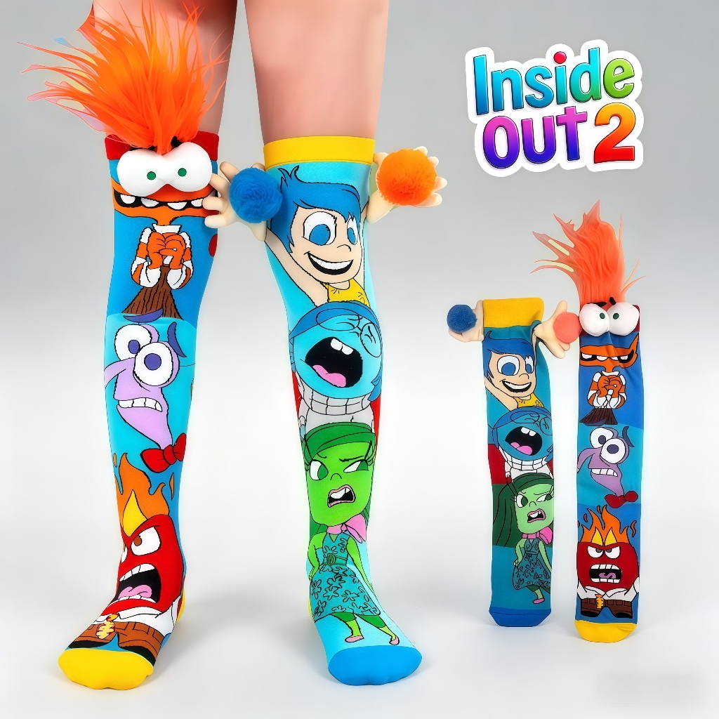 Meias Infantils Inside Out 2 Divertidas e Alegrias 3D Cano Alto Personagens Para Crianças Presente em Oferta na Shopee