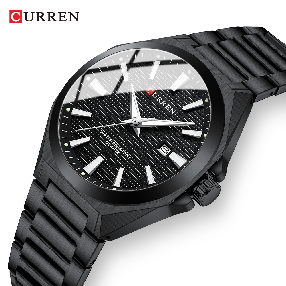 Relógio Masculino CURREN , 42 Mm , De Pulso Com Calendário Prateado À Prova D'água Estilo Empresarial Minimalista Vintag