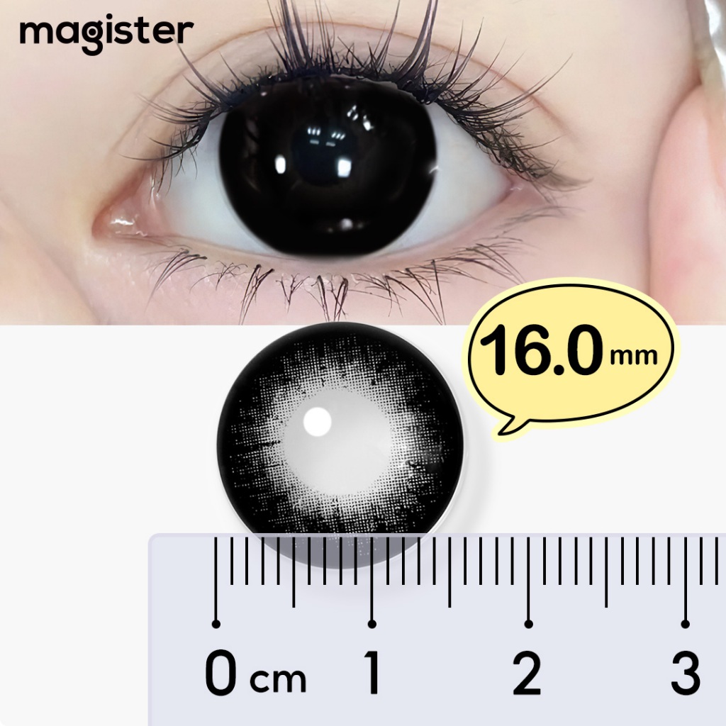 [0.00~-6.00] DIA 16mm/14.5mm Magister Preto Doll Eyes Lentes De Contato Com Grau Miopia 1Par Olhos Grandes 6 Meses