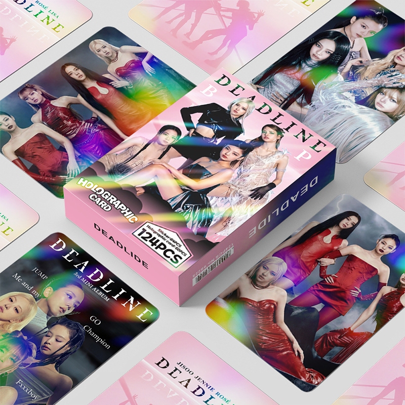 124 Pçs/Caixa BLACKPINK Photocards JUMP DEADLINE Holográfico LOMO Cartão Adesivo KPOP JENNIE ROSE JISOO LISA