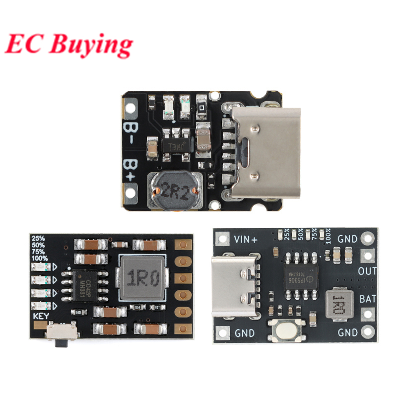 Módulo De Impulso De Descarga De Carga De Bateria De Lítio 5V 2A Tipo-C 3.7V 4.2V 18650 Placa De Banco De Potência IP530