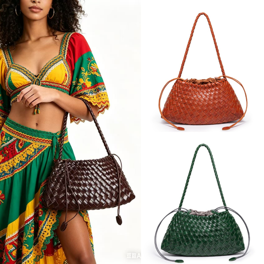 Anyan Bolsa Feminina Média Bolsa nas Axilas Bolsa de Ombro Moda Feminina Bolsa Crescente Tecido à Mão Ombro Bolsa Femini