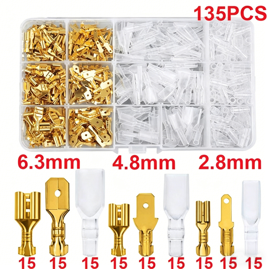 Terminal de conector 2.8/4.8/6.3mm crimpagem macho fêmea ouro/prata